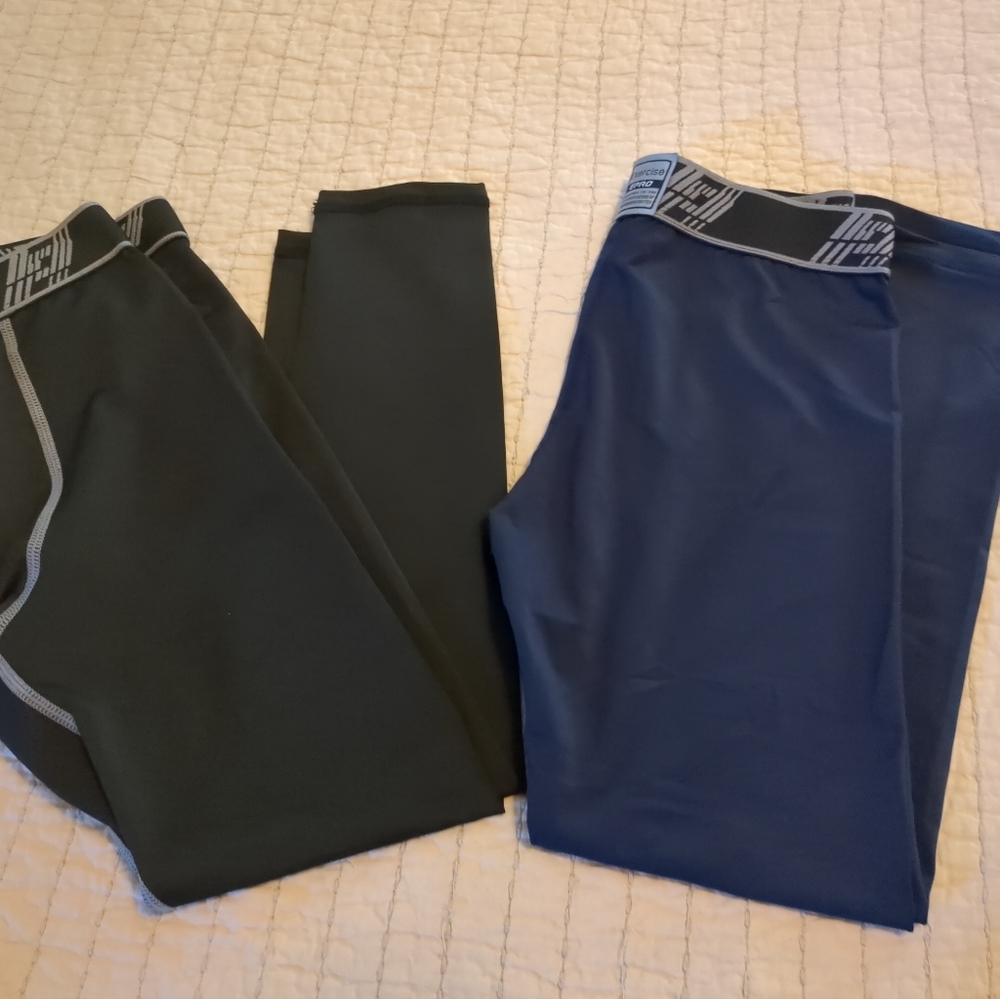 Kids Black and Blue Leggings 2 For 1